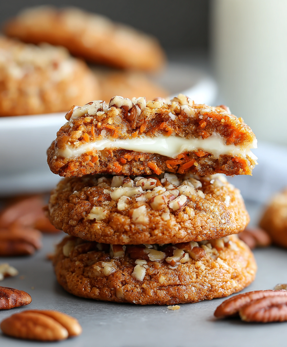 Carrot Cake Cream Cheese Filled Cookies