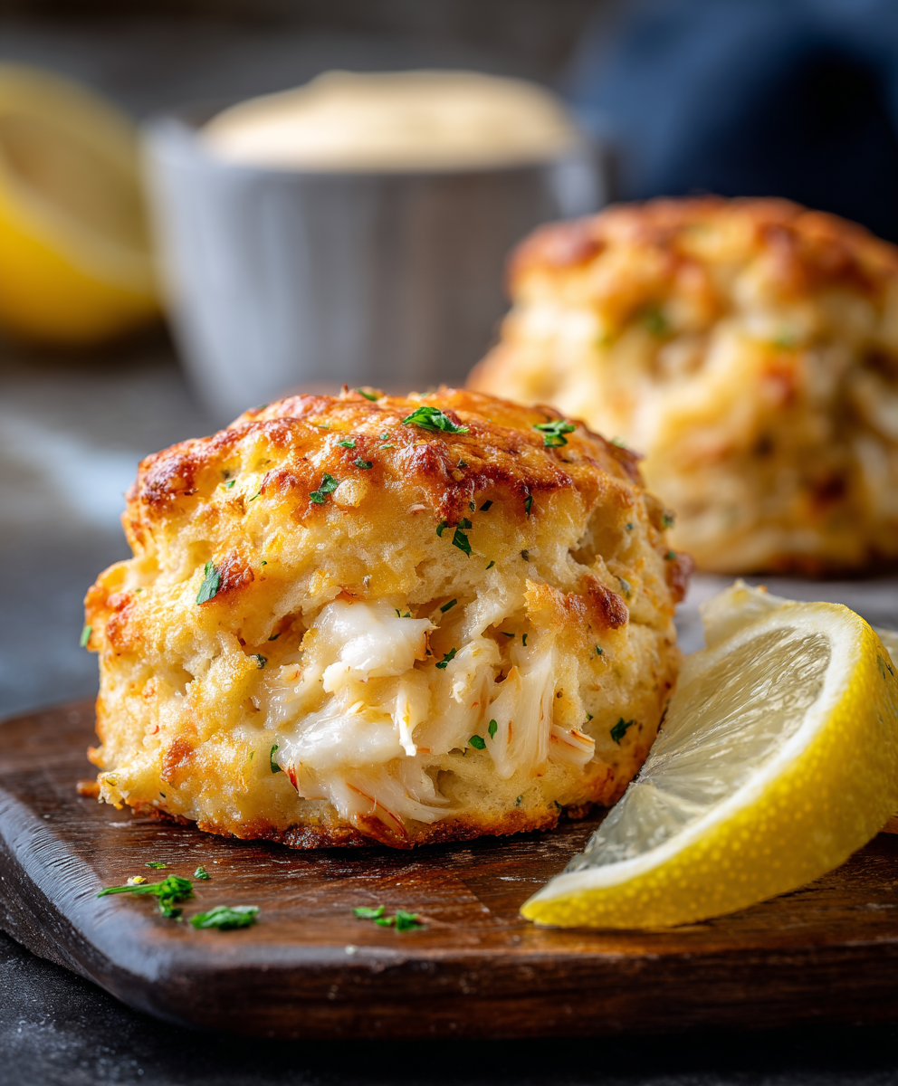 Cheddar Crab Biscuits with Lemon Butter