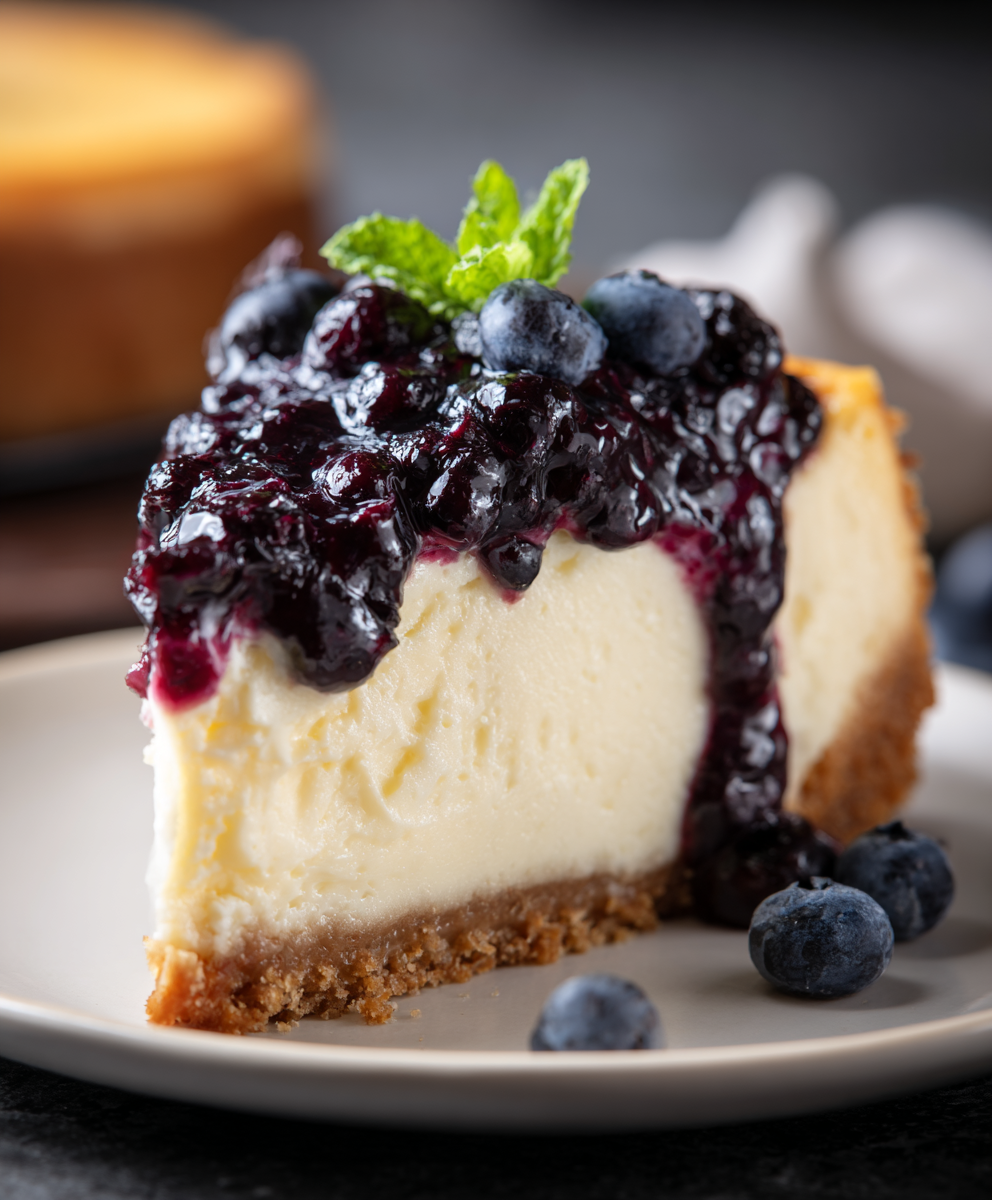 Cheesecake with Blueberry Topping