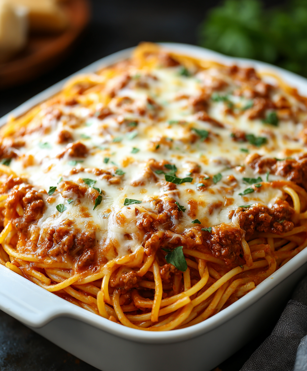 Cheesy Baked Spaghetti Layers