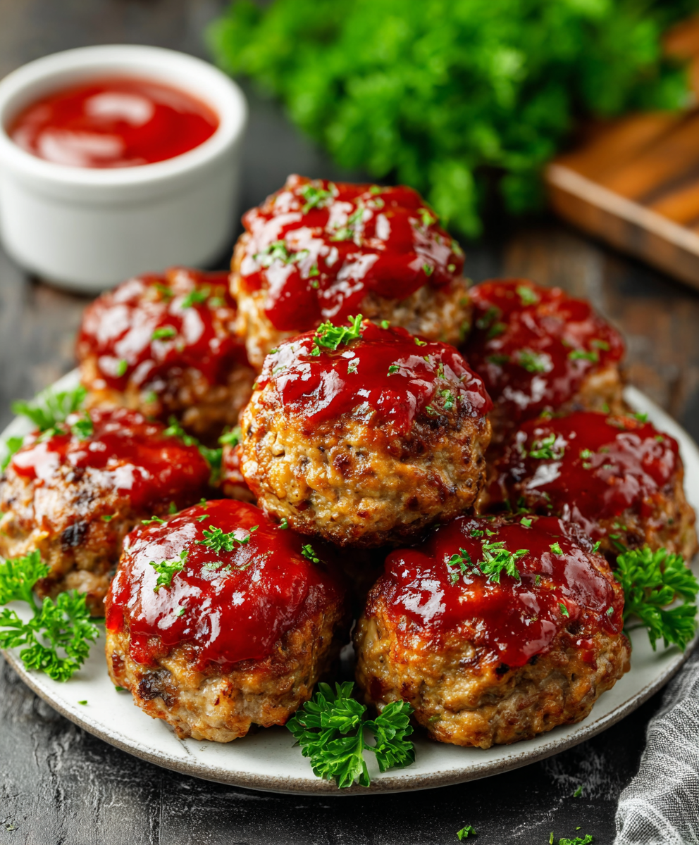 Cheesy Mini Meatloaf Bites