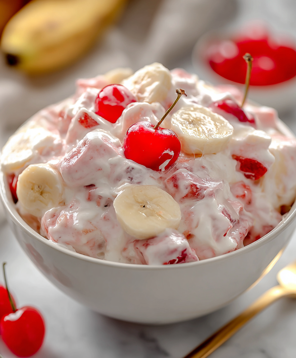 Creamy Cherry Banana Fruit Salad