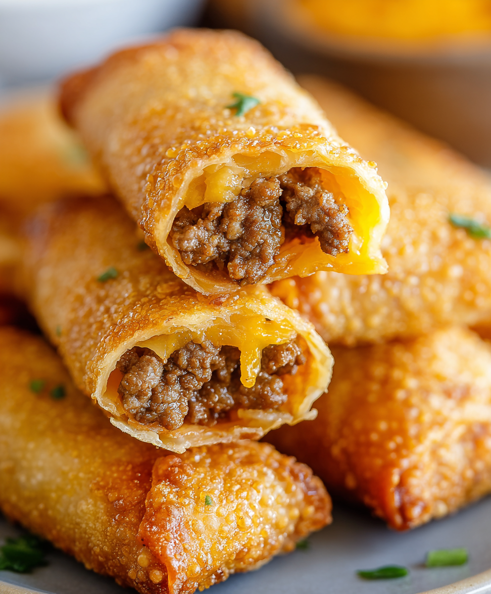 Crispy Beef Nacho Egg Rolls