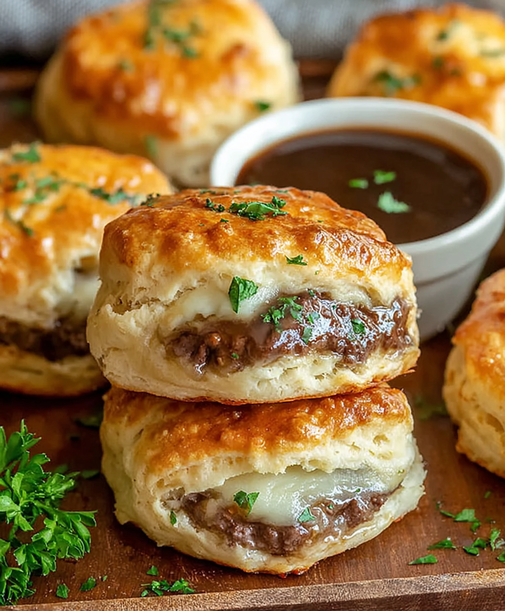 French Dip Beef Biscuits
