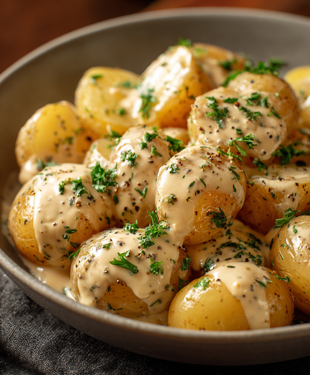 Garlic Cream Baby Potatoes