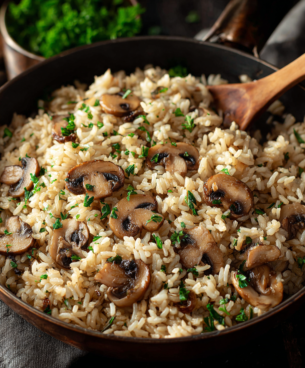 Herbed Mushroom Rice with Parsley