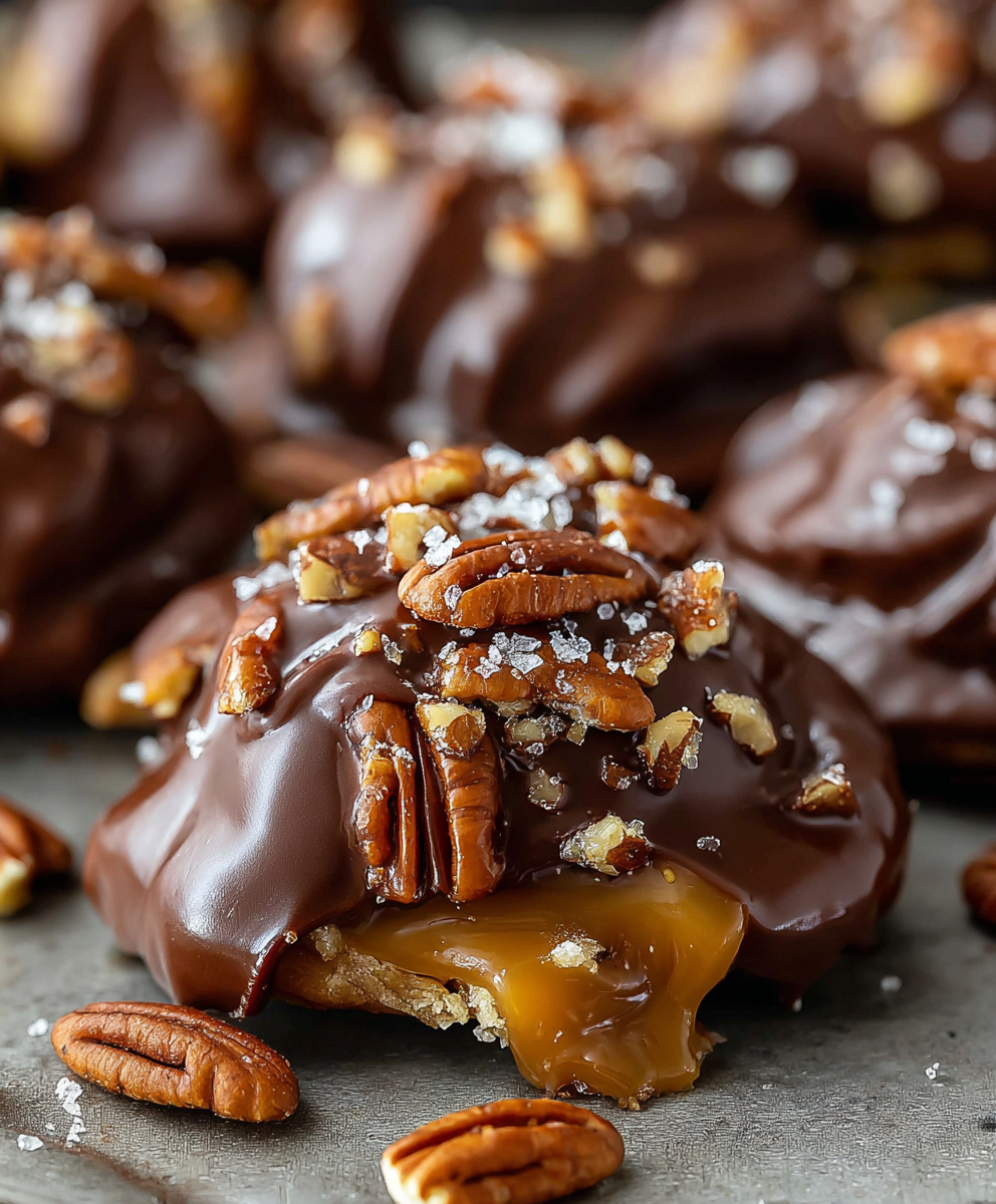 Salted Chocolate Pecan Turtles