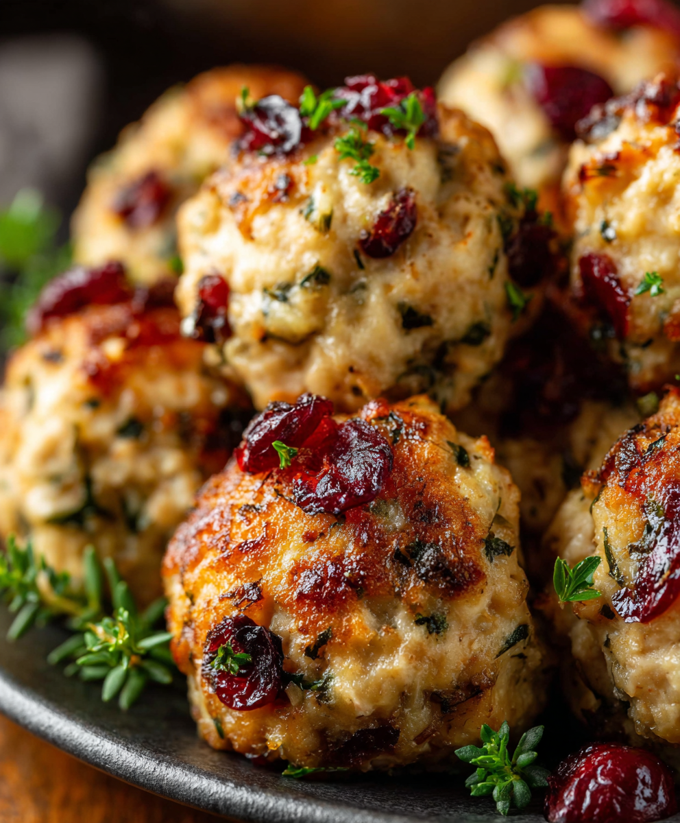 Savory Turkey Cranberry Stuffing Bites