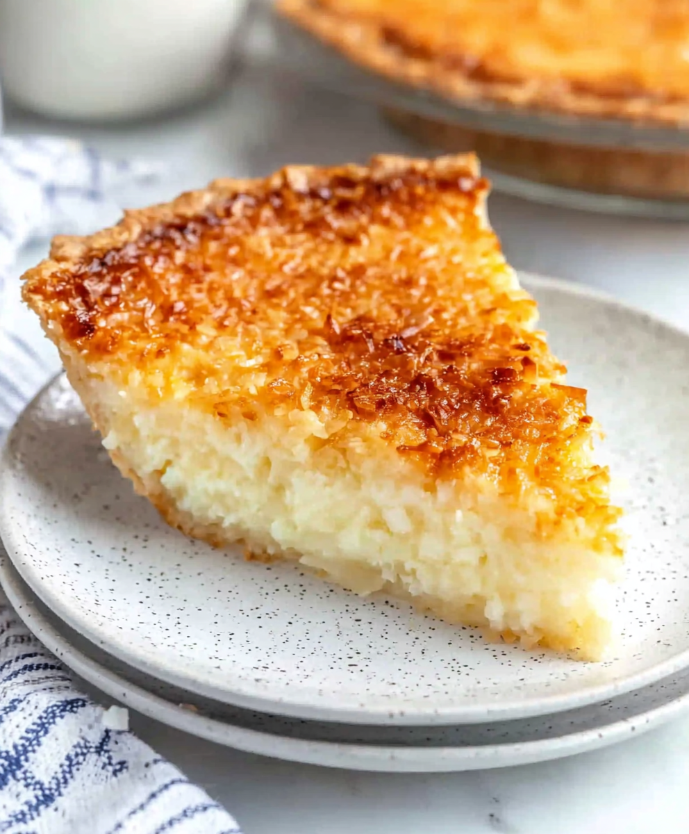 Toasted Coconut Custard Dessert Pie