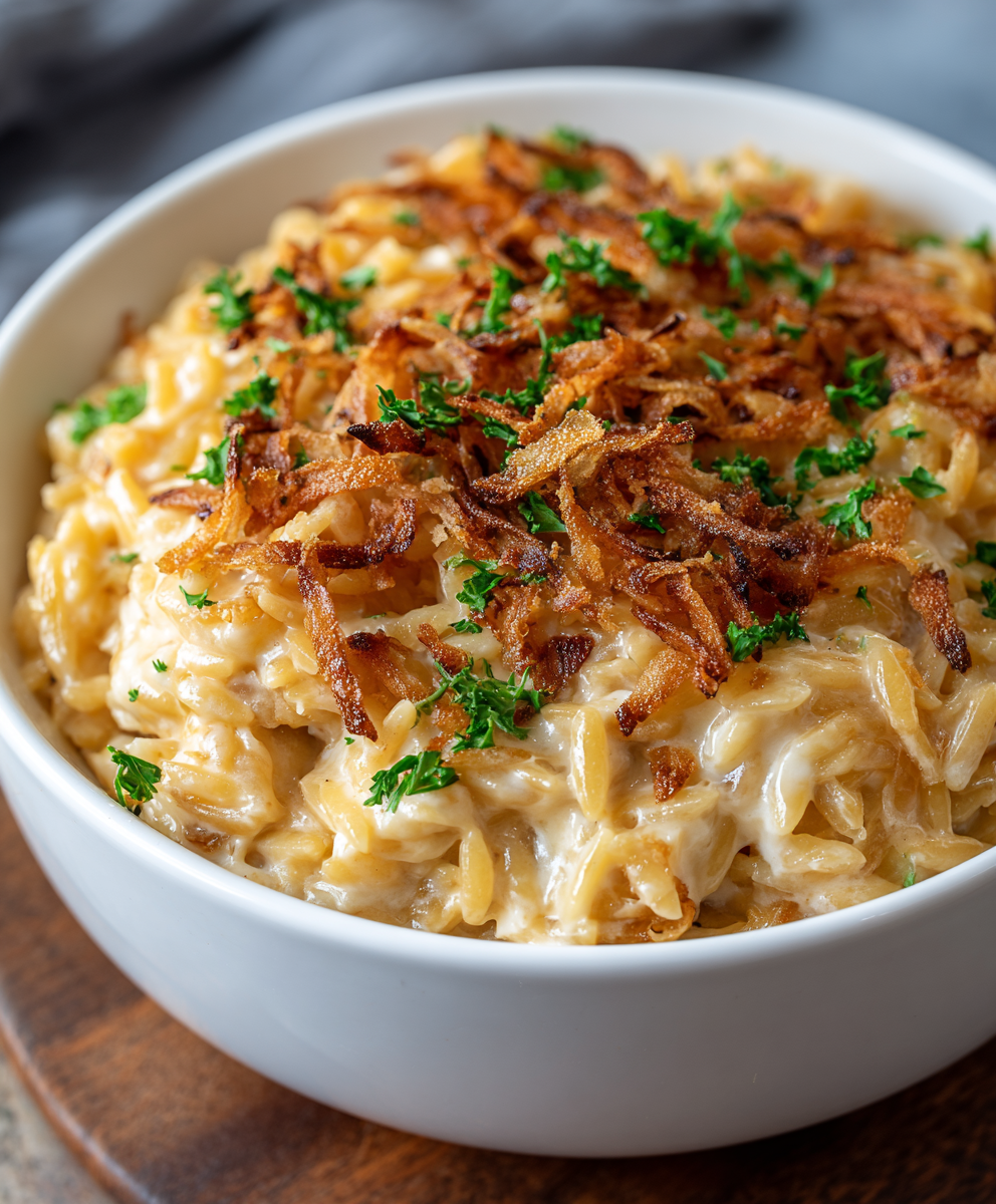 Baked French Onion Chicken Orzo