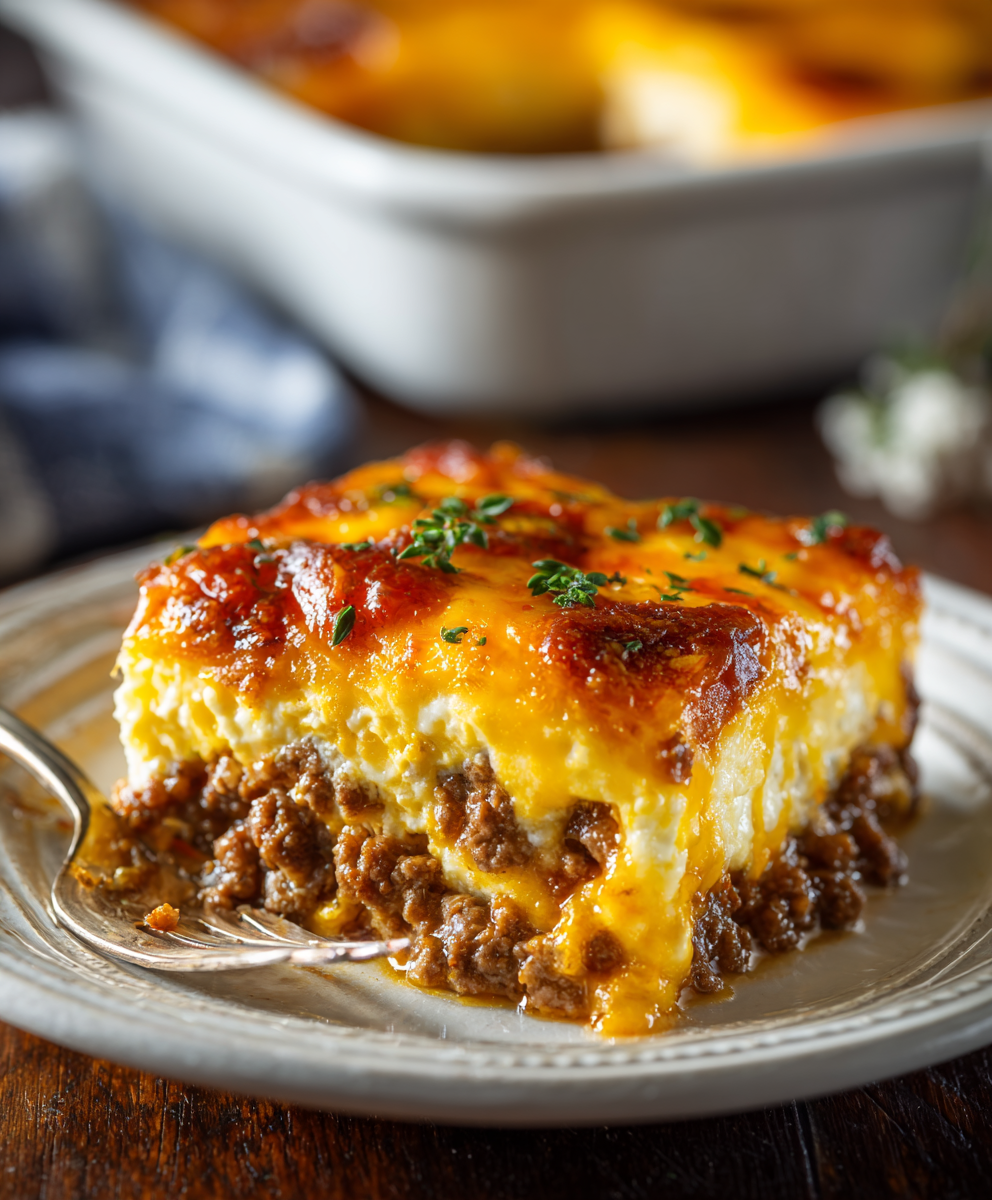 Cheesy Bacon Burger Casserole Bake