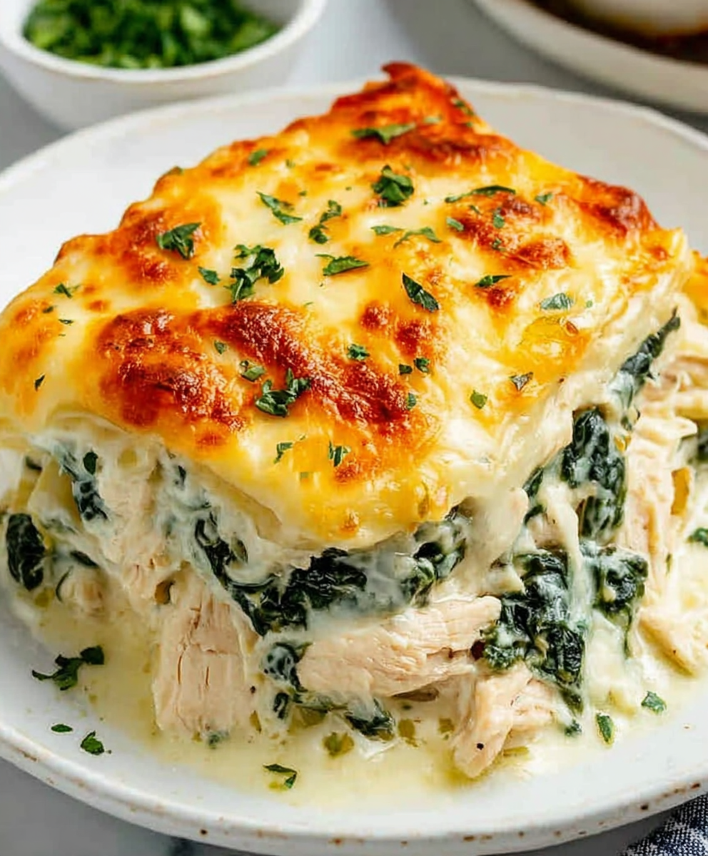 Cheesy Chicken Spinach Casserole