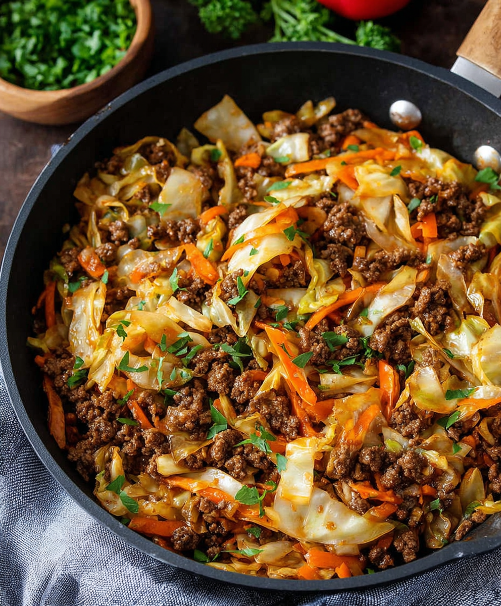 One-Pan Beef And Cabbage