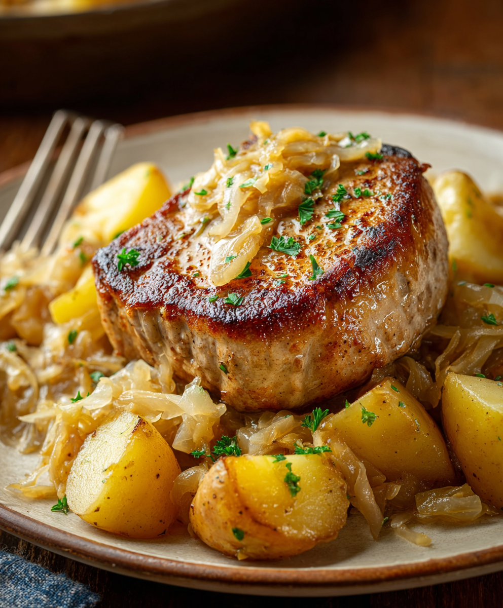 Oven Pork Chops and Sauerkraut