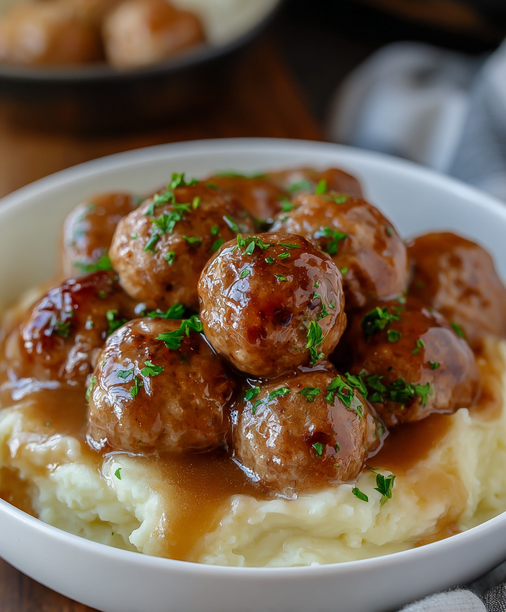 Salisbury Meatballs with Onion Gravy