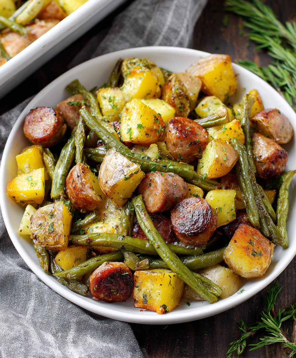 one pan sausage green beans and potatoes