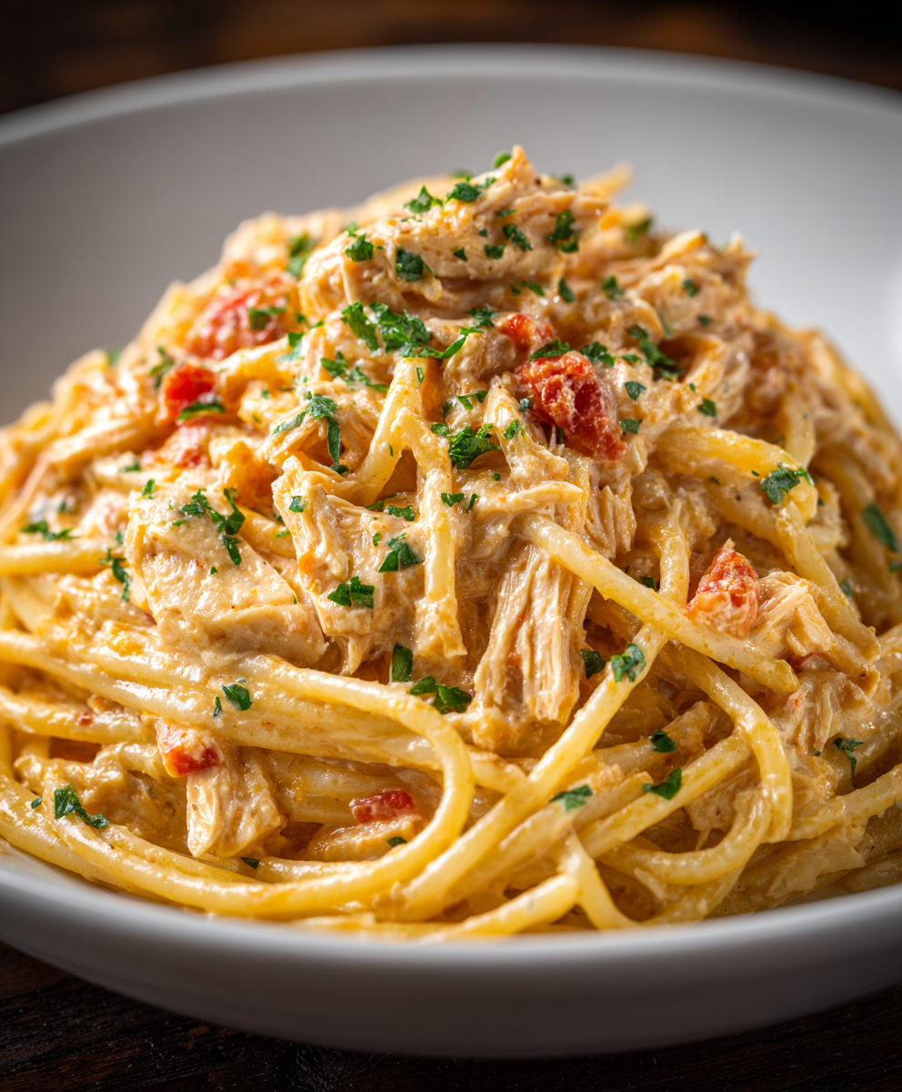 Slow Cooker Creamy Chicken Spaghetti