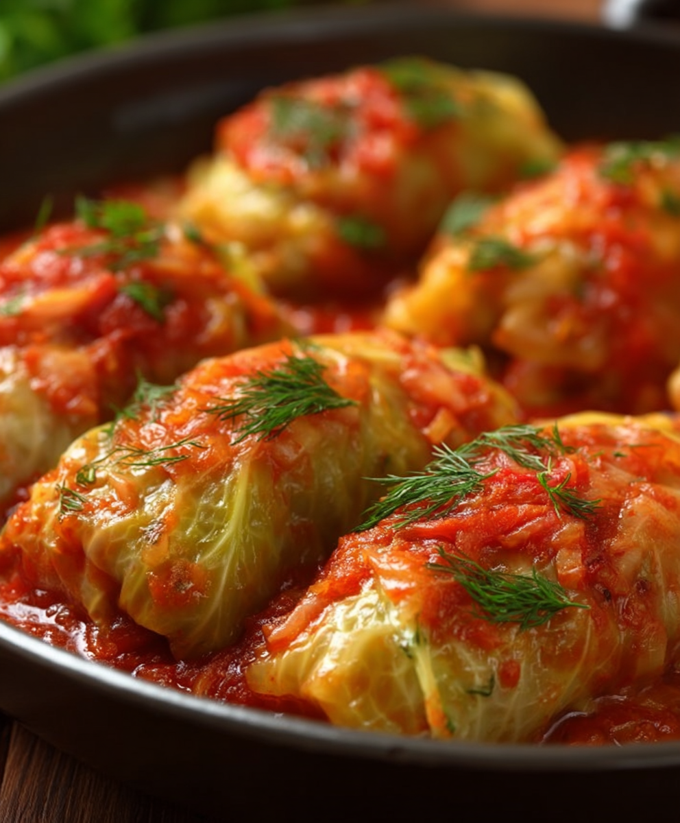 Stuffed Cabbage Rolls in Tomato Sauce
