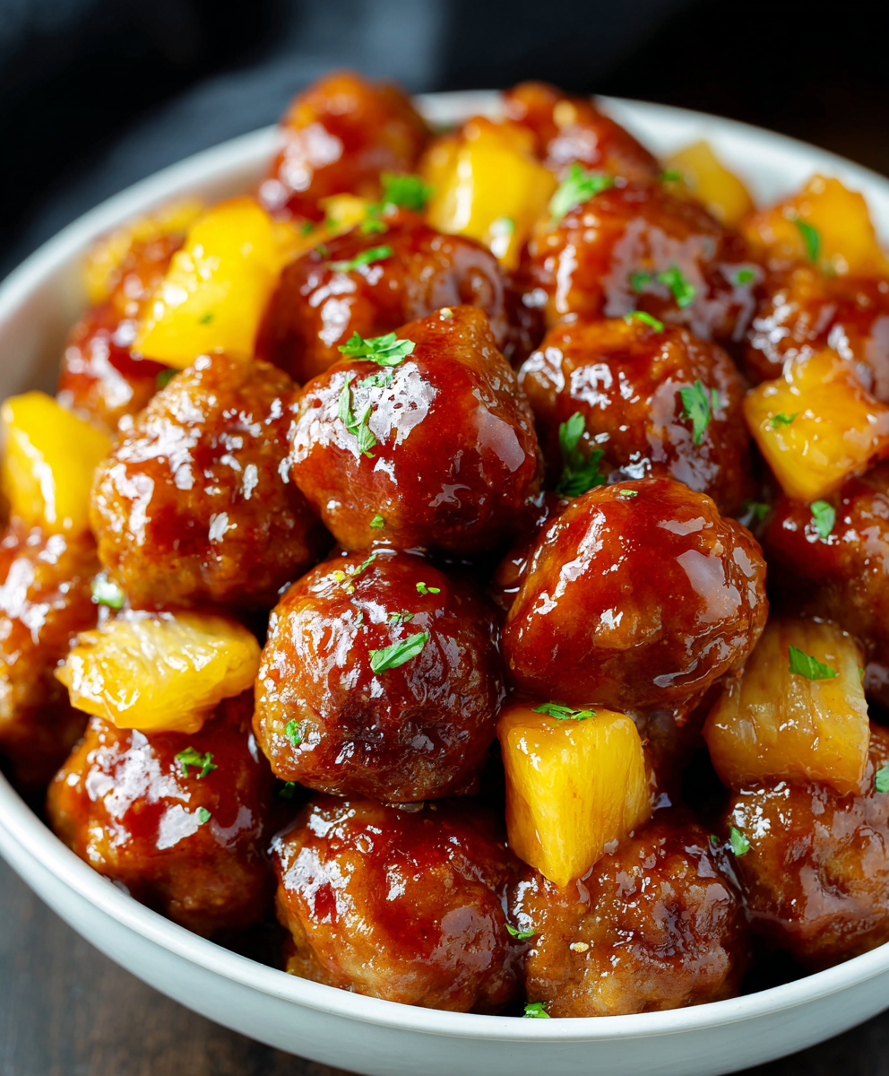 Teriyaki Meatballs with Pineapple